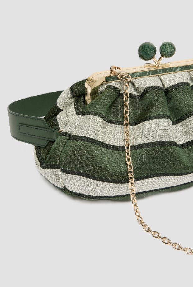 Borsa Pasticcino medium a righe donna verde 