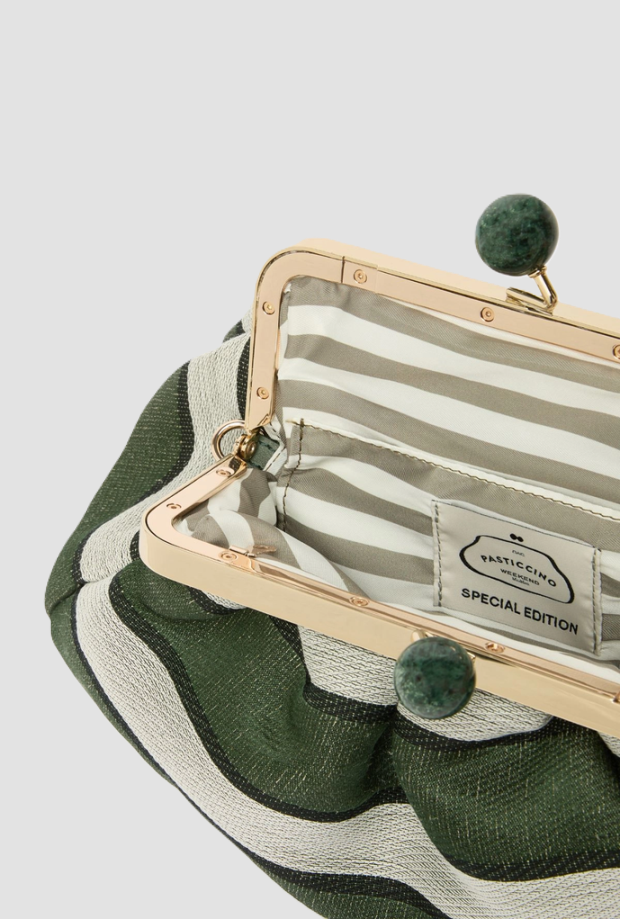 Borsa Pasticcino medium a righe donna verde 