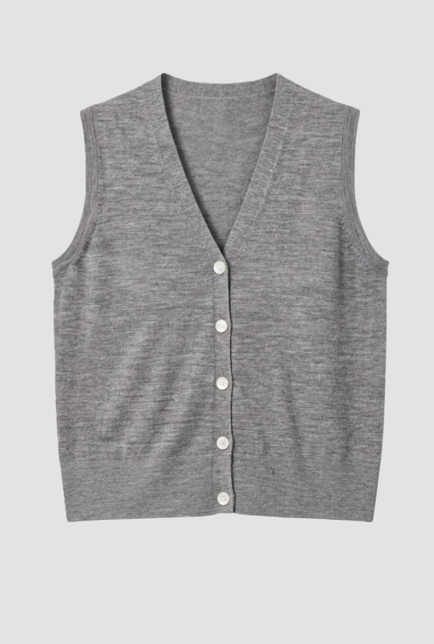 Gilet in lana da donna grigio 