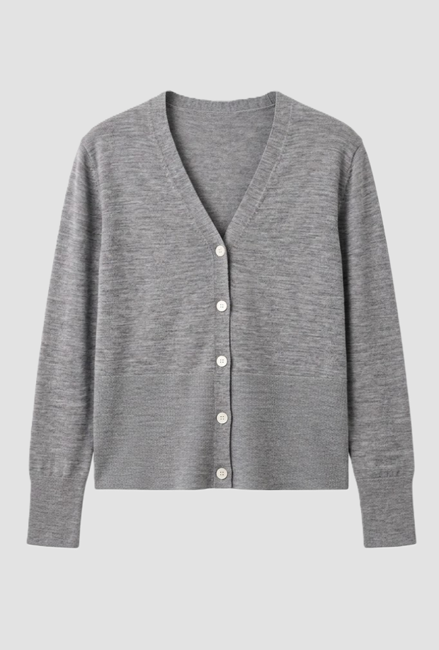 Cardigan a V donna grigio 