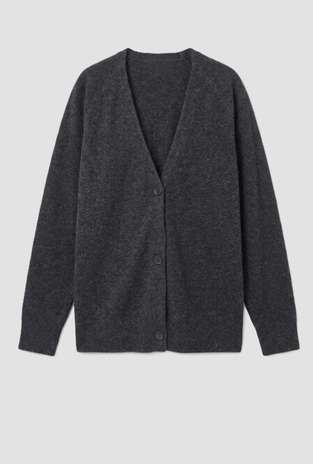 Cardigan misto lana e cashmere donna antracite 