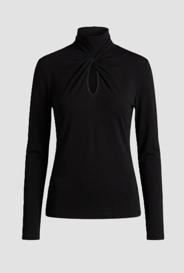 Top con scollo a goccia donna nero 