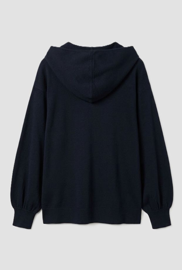 Cardigan full zip con cappuccio donna blu 