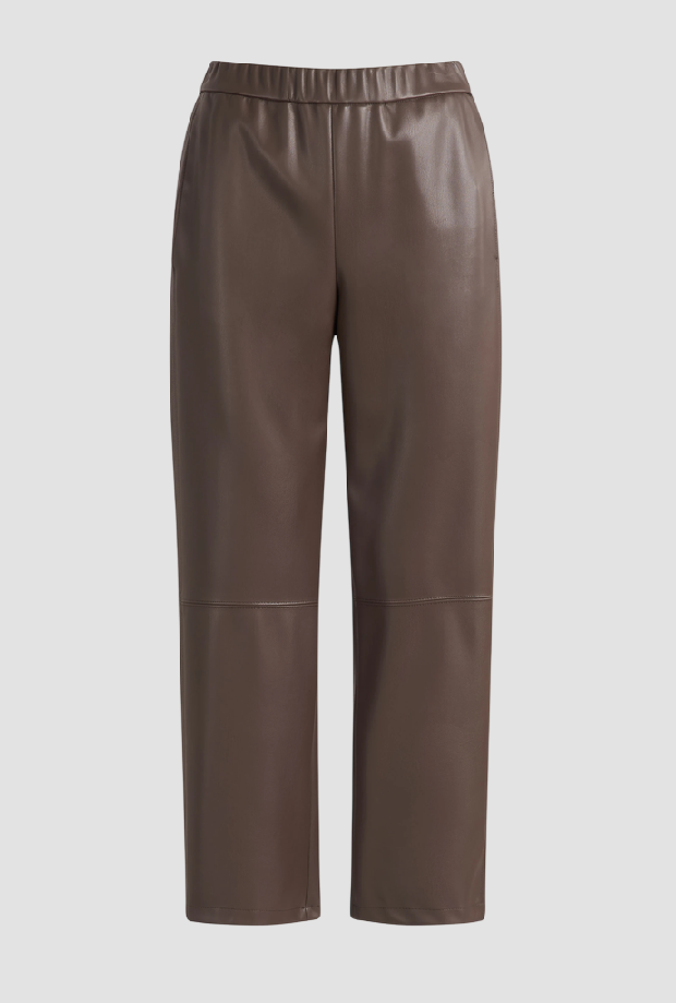 Pantalone wide leg in ecopelle donna testa di moro 