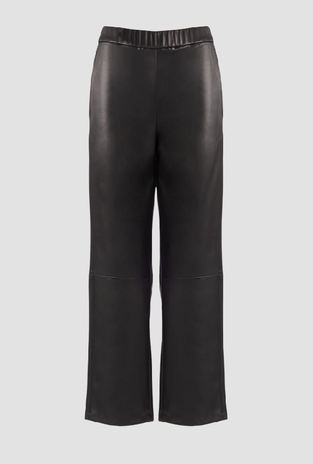 Pantalone wide leg in ecopelle donna nero 