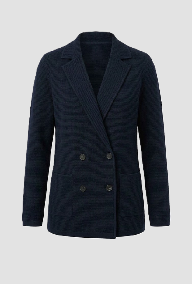 Cappotto corto in maglia donna blu 