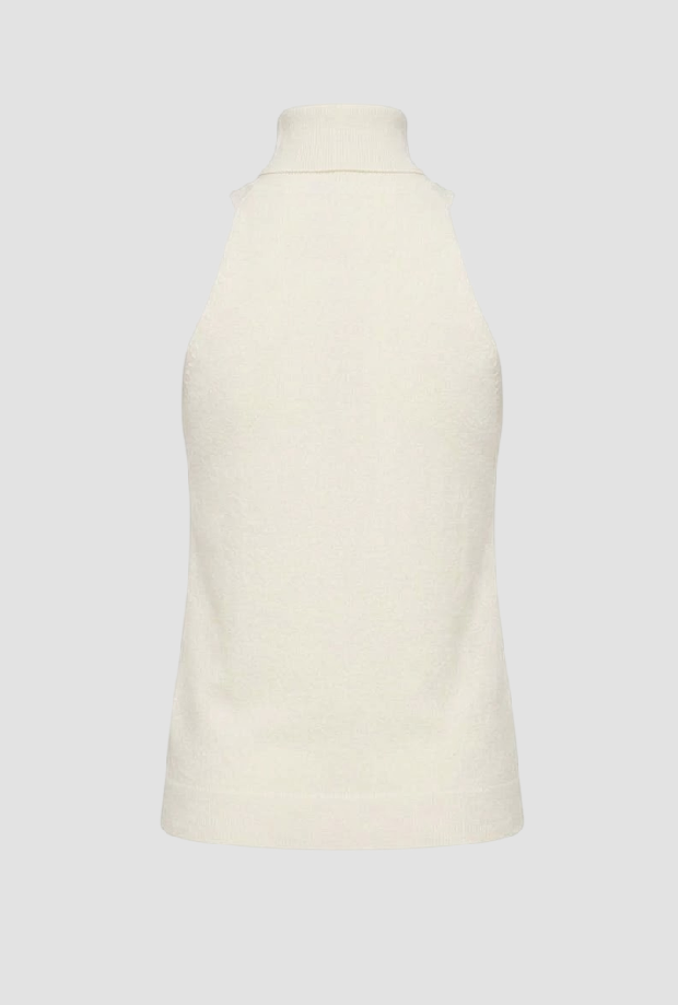 Maglia smanicata a collo alto donna bianco 