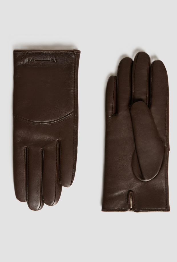 Guanti in pelle donna marrone scuro 