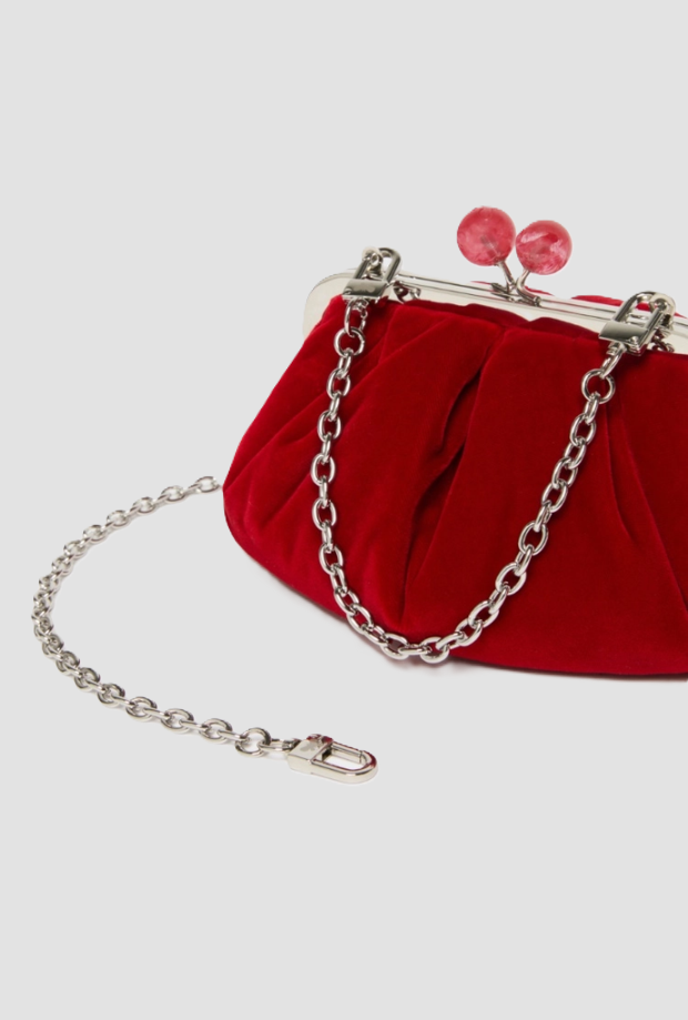 Borsa Pasticcino small in velluto donna rossa 