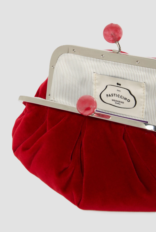 Borsa Pasticcino small in velluto donna rossa 