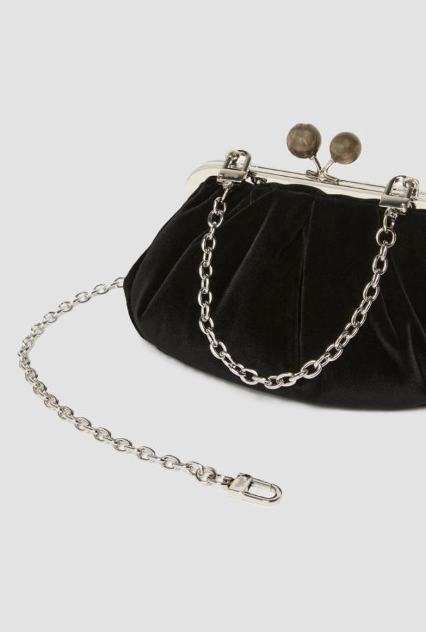 Borsa Pasticcino small in velluto donna nero 