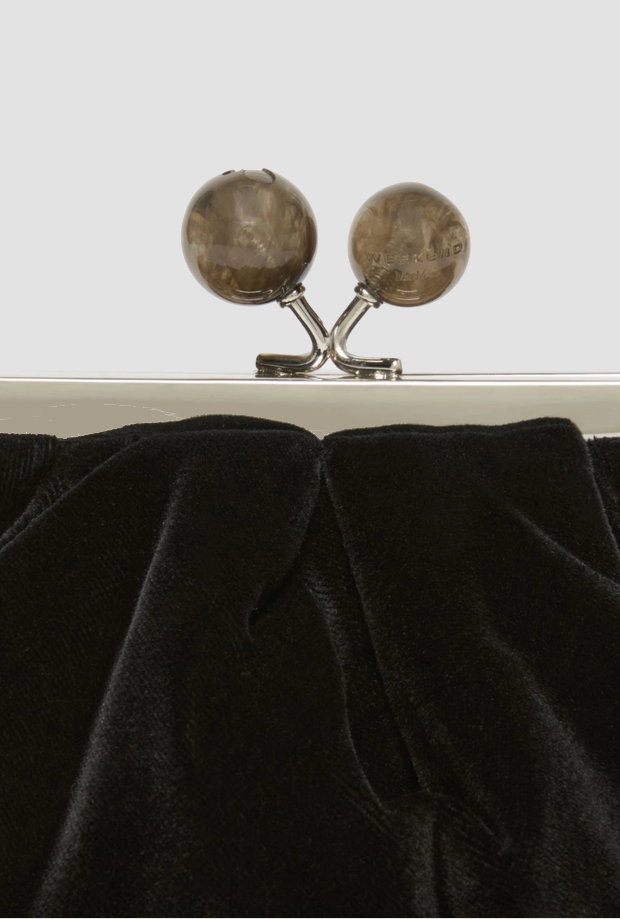 Borsa Pasticcino small in velluto donna nero 