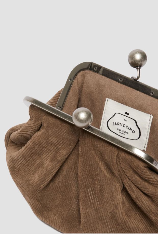 Borsa Pasticcino small in velluto donna fango 