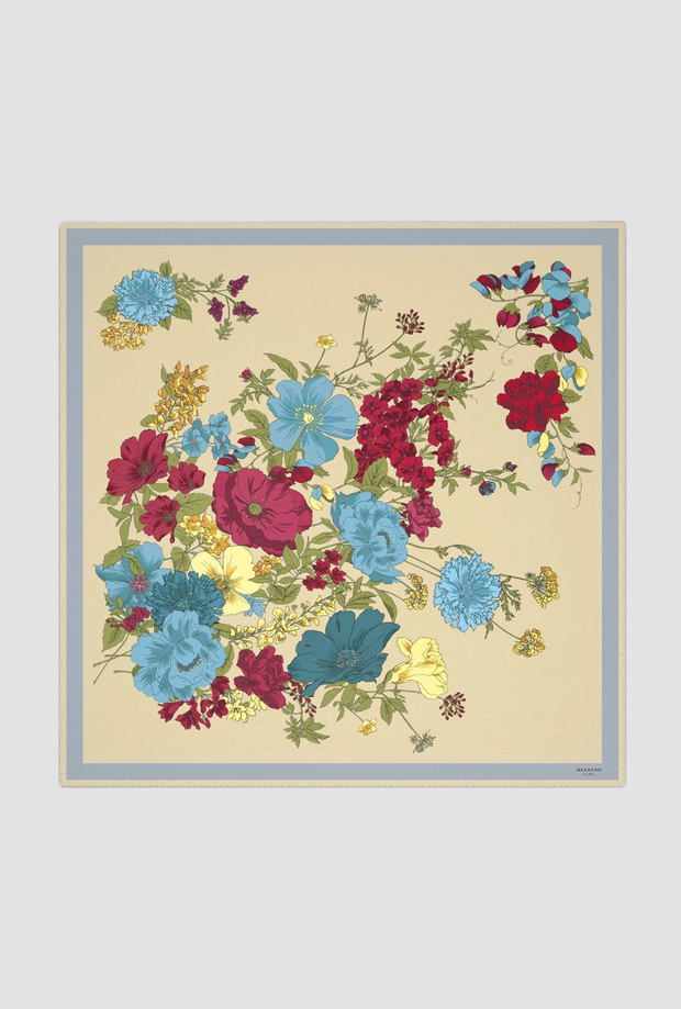 Foulard in seta stampata donna beige 
