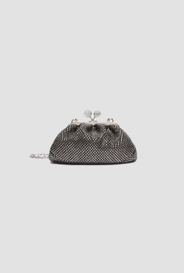 Borsa Pasticcino extra small con strass donna nero 