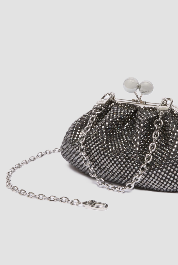 Borsa Pasticcino extra small con strass donna nero 