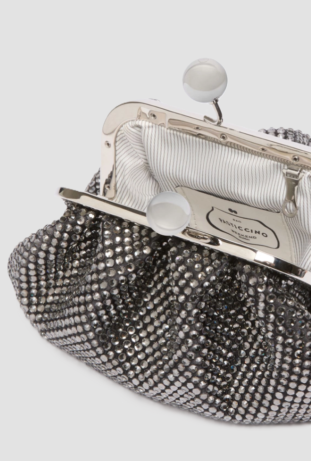 Borsa Pasticcino extra small con strass donna nero 