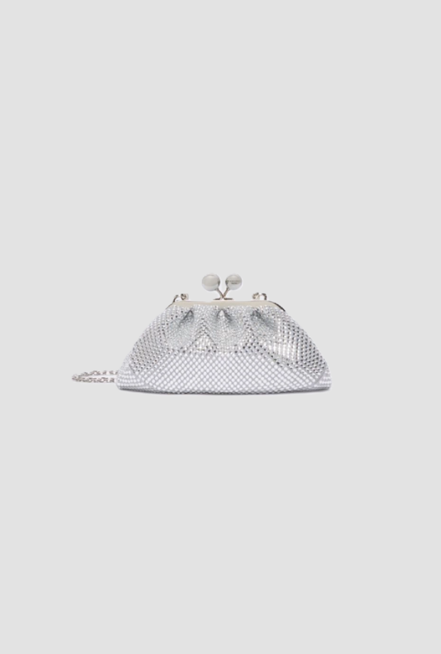Borsa Pasticcino extra small con strass donna bianco 