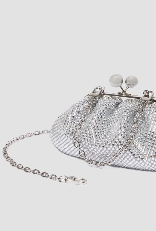 Borsa Pasticcino extra small con strass donna bianco 