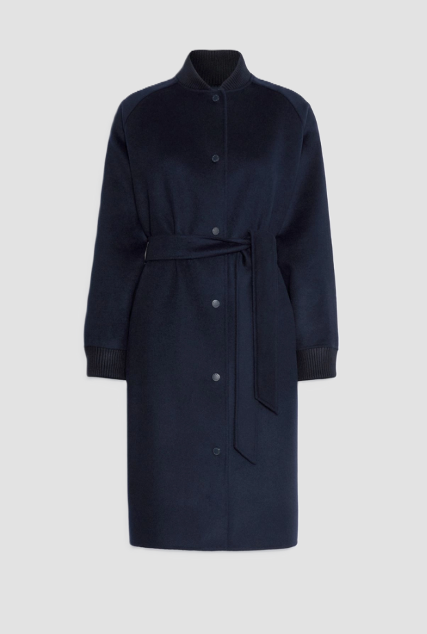 Cappotto trapuntato in lana donna blu 