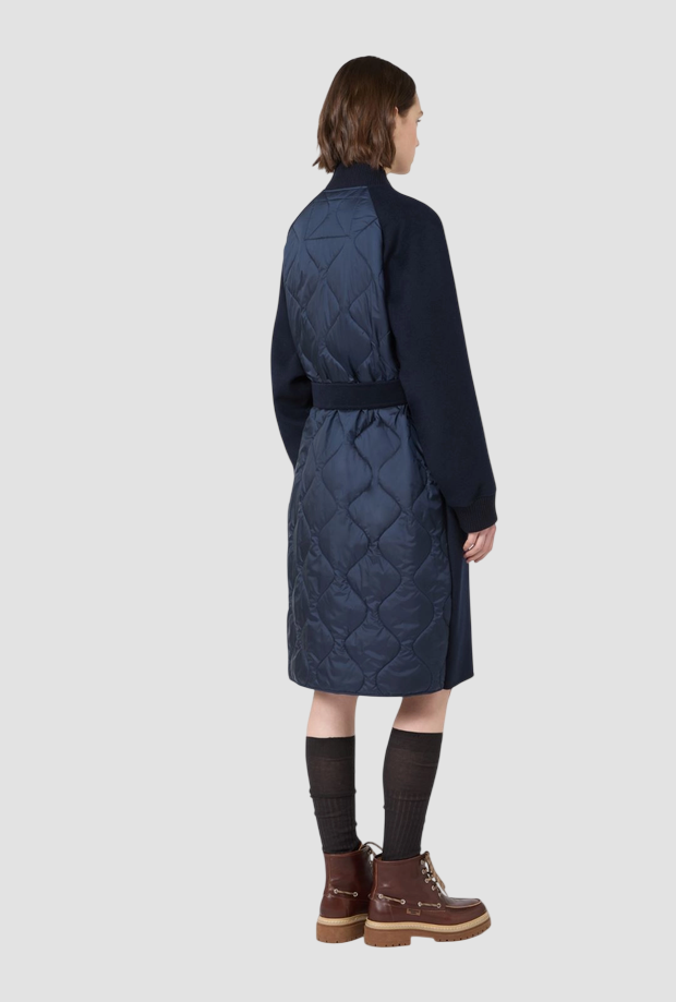 Cappotto trapuntato in lana donna blu 