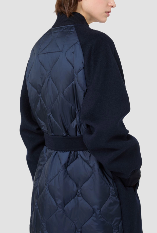 Cappotto trapuntato in lana donna blu 