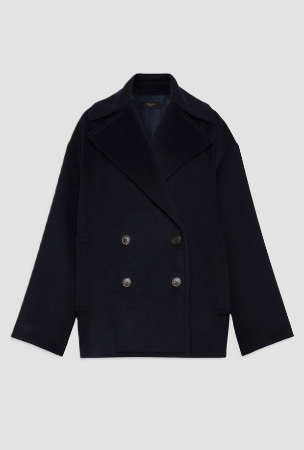 Cappotto doppiopetto donna blu 