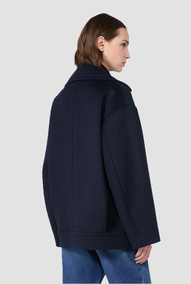 Cappotto doppiopetto donna blu 