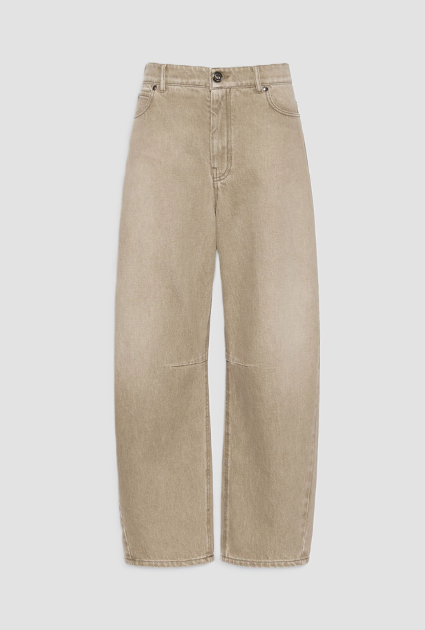 Jeans barrel fit donna beige 