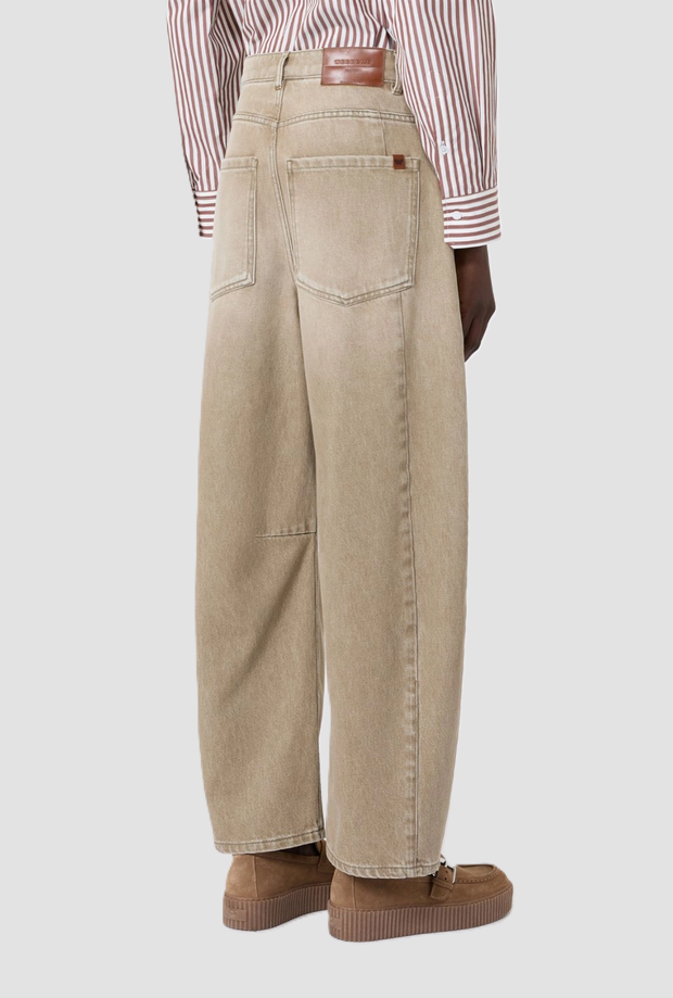 Jeans barrel fit donna beige 
