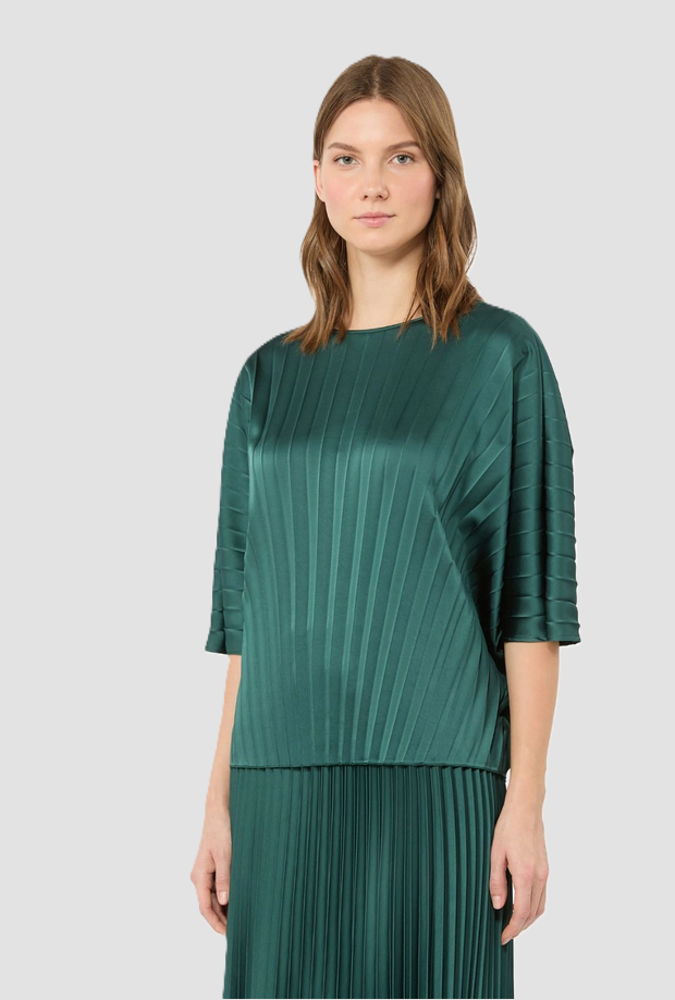 Blusa in raso donna verde scuro 