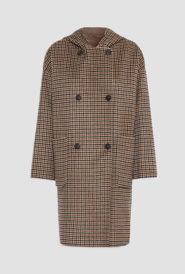 Cappotto doppiopetto in lana donna marrone 