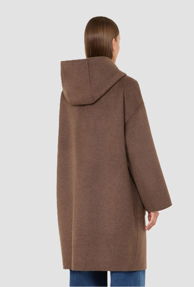 Cappotto doppiopetto in lana donna marrone 