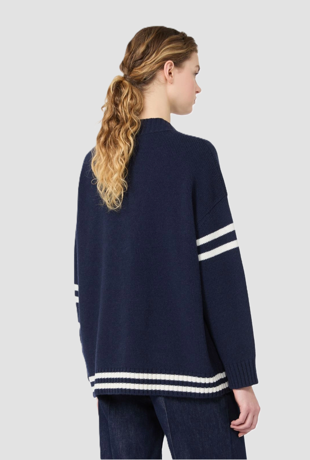Cardigan in lana donna blu marino 