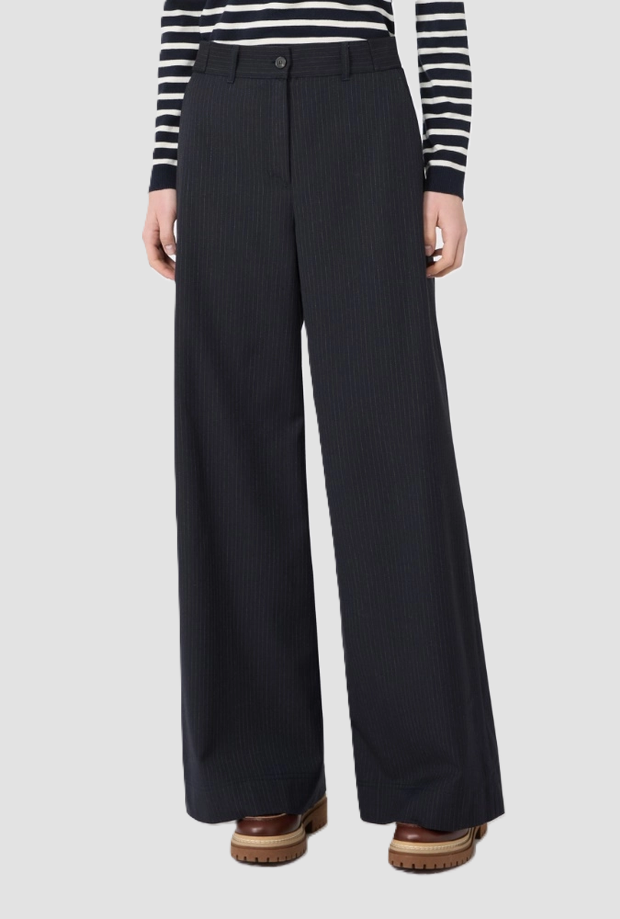 Pantalone wide leg donna blu 