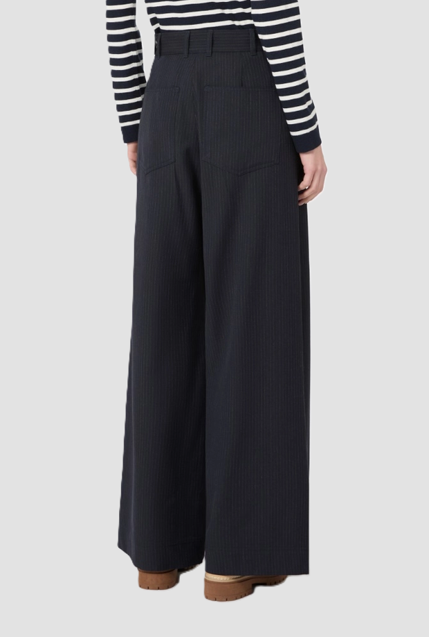 Pantalone wide leg donna blu 