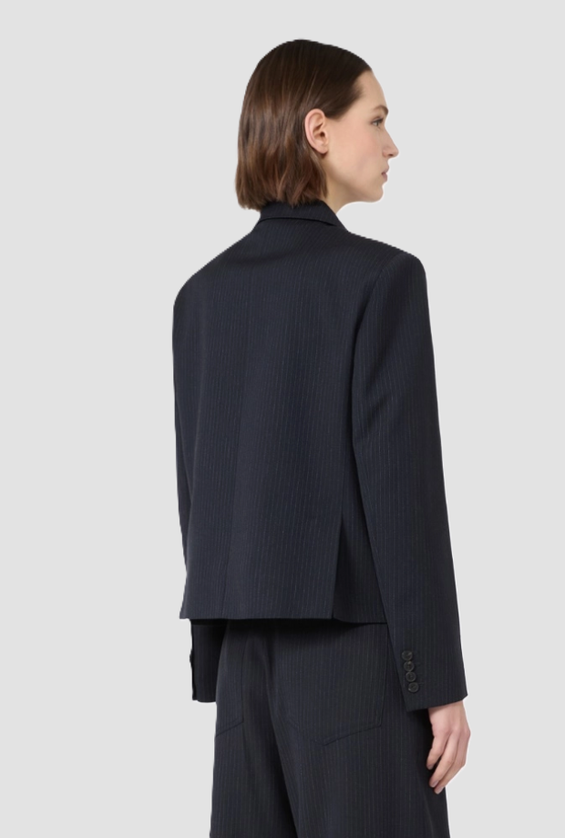 Giacca crop in doppiopetto donna blu 