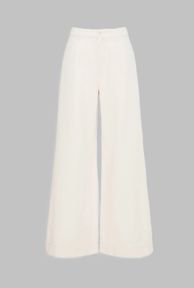 Pantalone wide leg donna ecru 