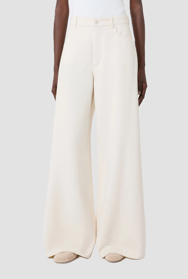 Pantalone wide leg donna ecru 