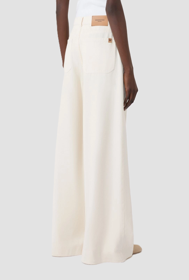 Pantalone wide leg donna ecru 