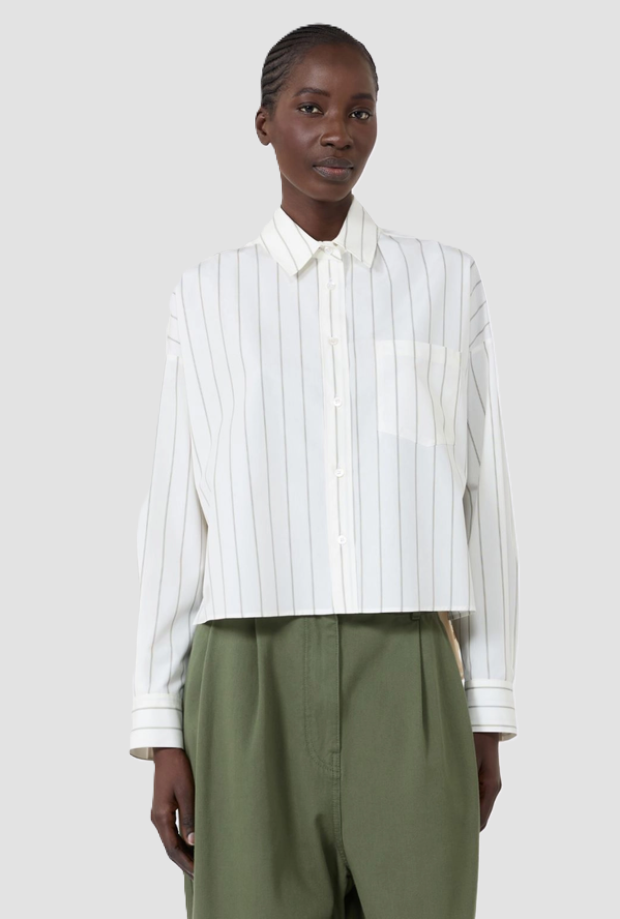 Camicia con schiena a contrasto donna marrone 