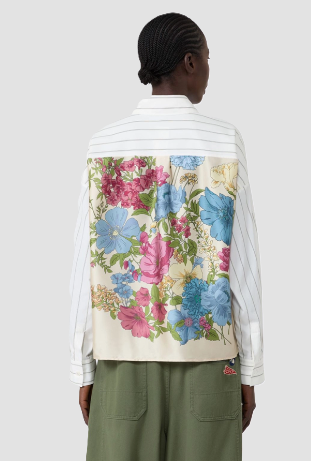 Camicia con schiena a contrasto donna marrone 