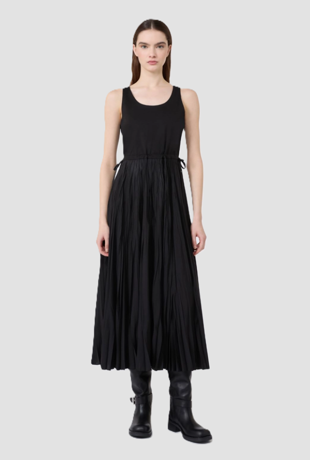 Abito con gonna in plissé donna nero 