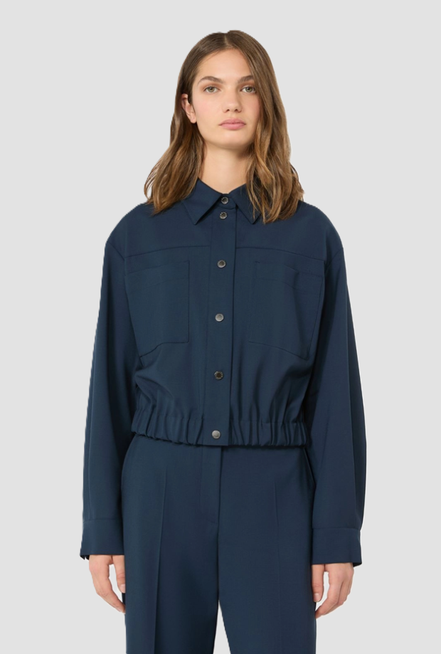 Giacca corta in tela donna blu 