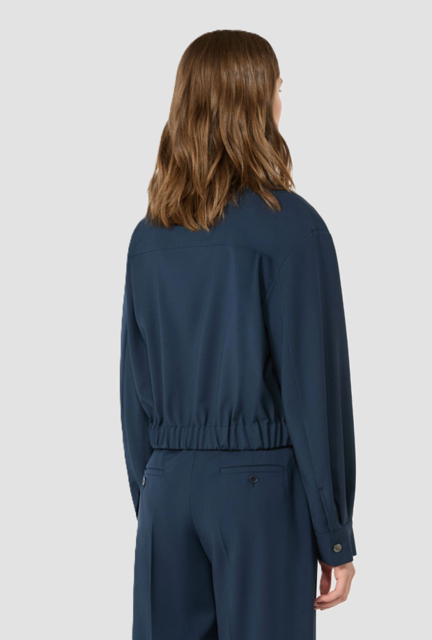 Giacca corta in tela donna blu 