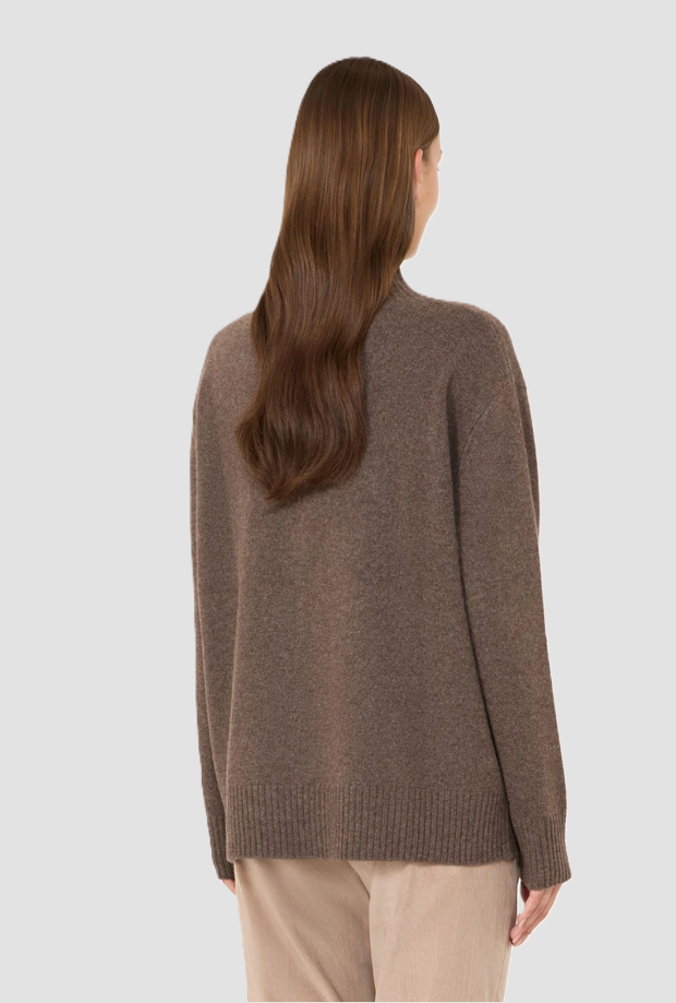 Maglia a collo alto in cachemire donna marron glacé 