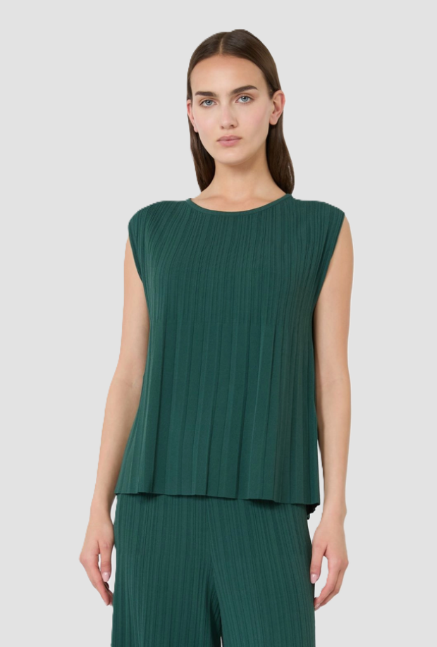 Maglia in plissé donna verde 