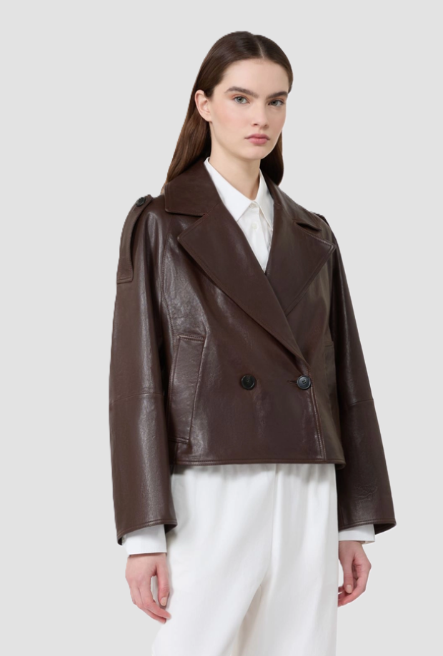 Giacca in pelle donna cioccolato 