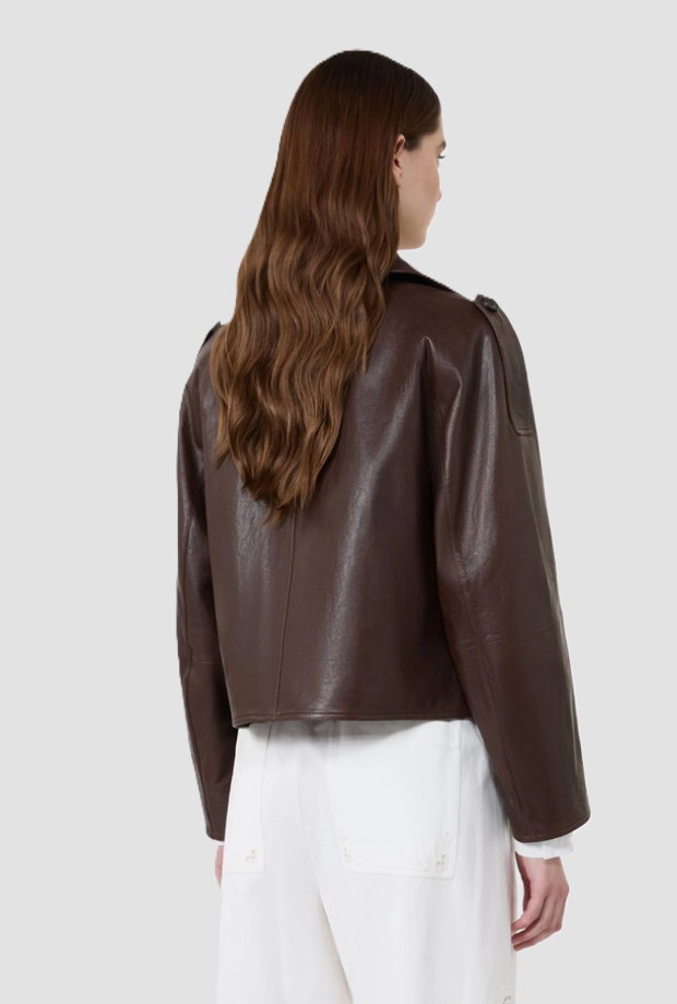 Giacca in pelle donna cioccolato 