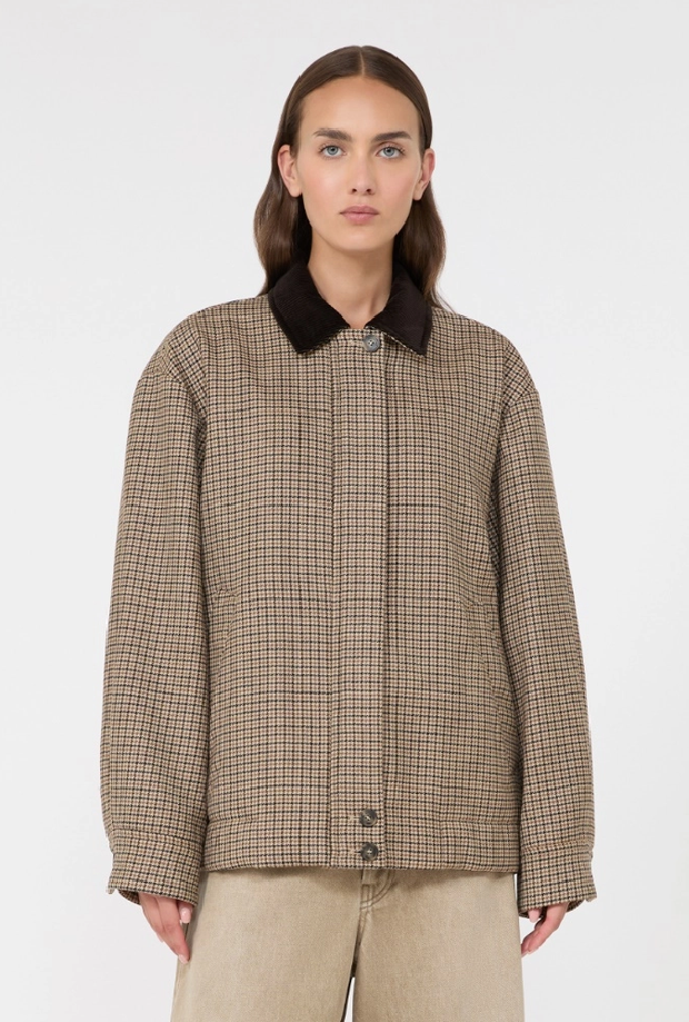 Bomber in Lana Pied de Poule donna marrone 